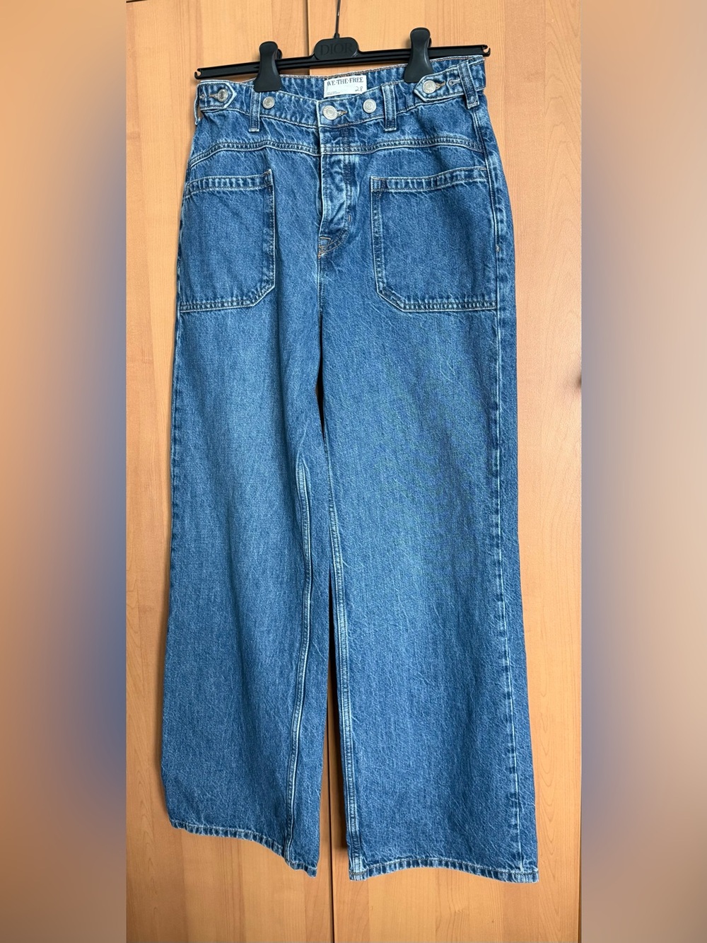 We The Free Wide Leg Blue Denim Jeans